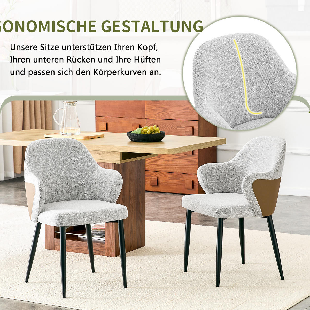 ARMLEHNSTUHL-SET DE-36719 2 Stück mit verstärkten Metallbeinen Braun - Braun, Metall (56.5/83/53cm) - ComfortXL