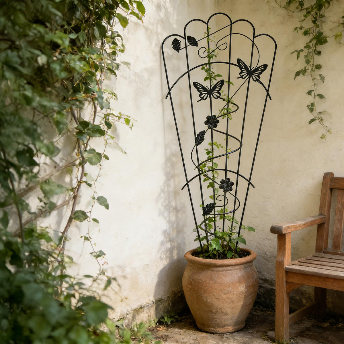 MŘÍŽ Černá 2dílná-sada kov motýli - černá, kov (37/87/1cm) - Relaxdays