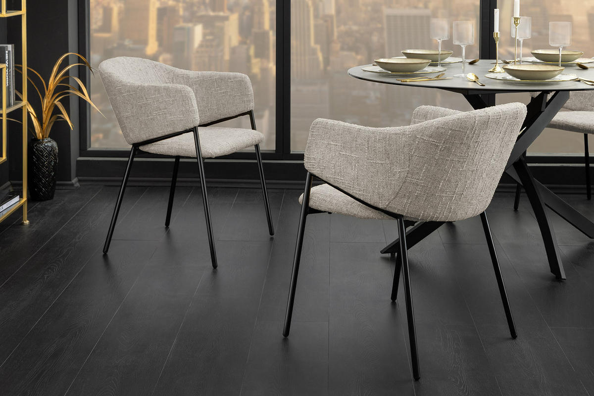 STUHL NOBLESSE Chenille Beige 80 cm - Beige/Schwarz, Kunststoff/Textil (52/77/60cm) - riess-ambiente