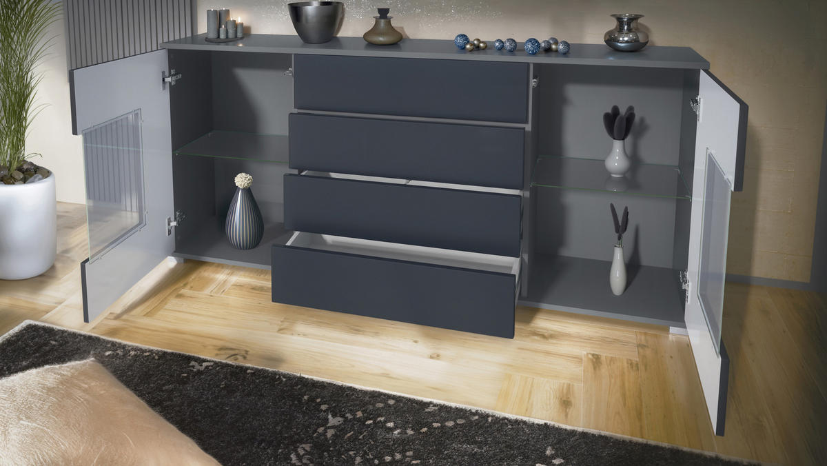 SIDEBOARD Grömitz Avola-Anthrazit - Anthrazit, Holzwerkstoff (166.5/75.5/35cm) - Vladon