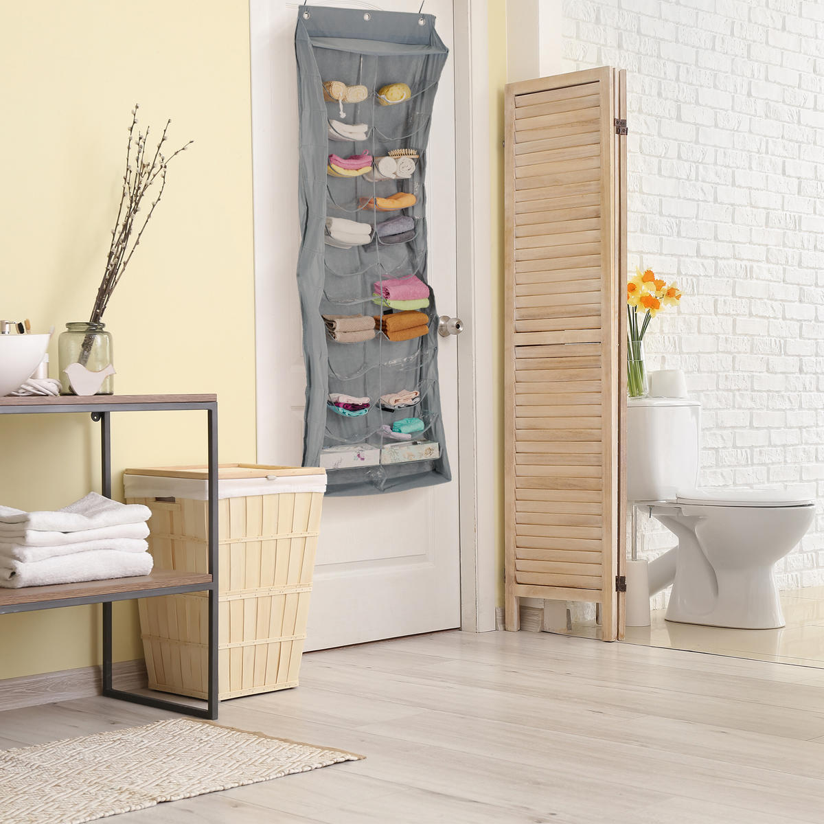 TÜRORGANIZER - Grau, Kunststoff/Textil (14/54/160cm) - Relaxdays