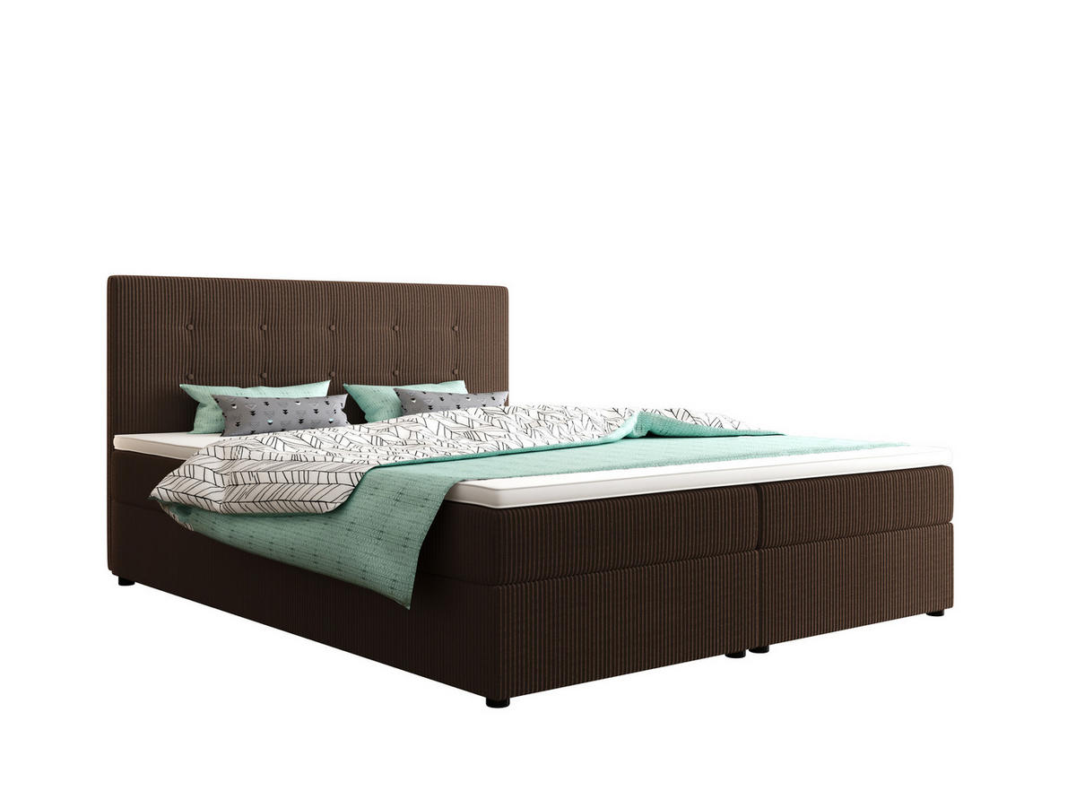 BOXBETT FADO 22 mit Matratze H3, Bonell und Topper 180x200 Zoom 5 - Braun, Holz/Textil (180/200cm) - Bedante