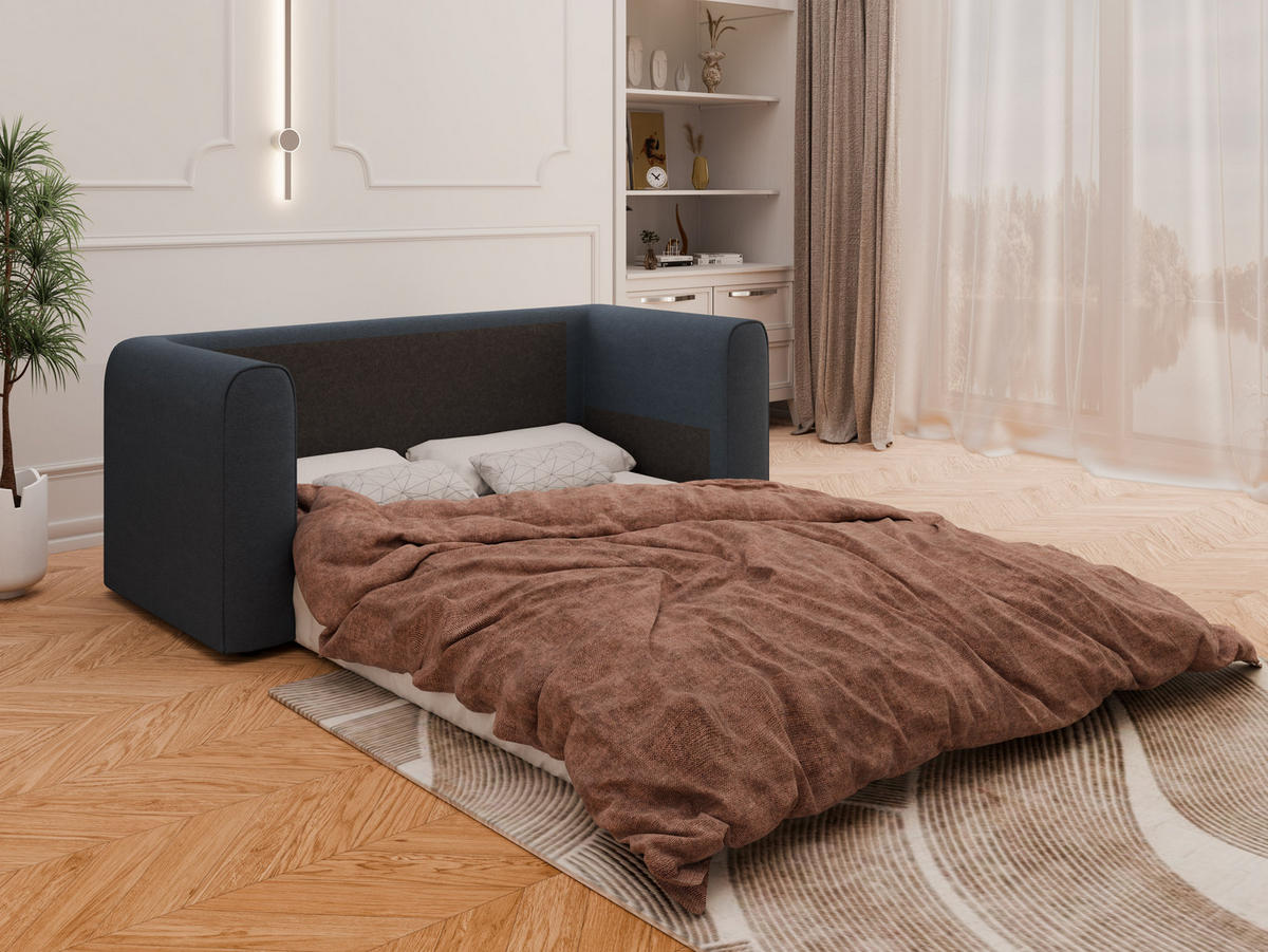 SCHLAFSOFA Arelis Schlafsofa mit Bettfunktion, blau - Blau, Holz (160/78/69cm) - Panda Möbel