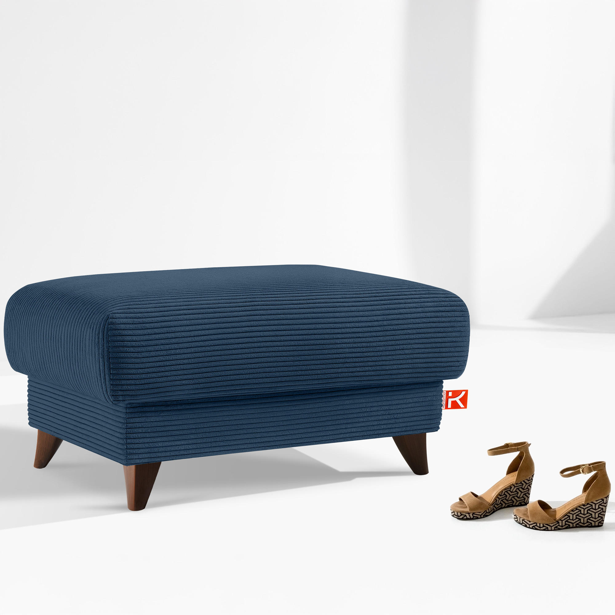 HOCKER GUSTAVO II, Marineblau - Braun/Dunkelblau, Holz/Holzwerkstoff (92/49/92cm) - KONSIMO®