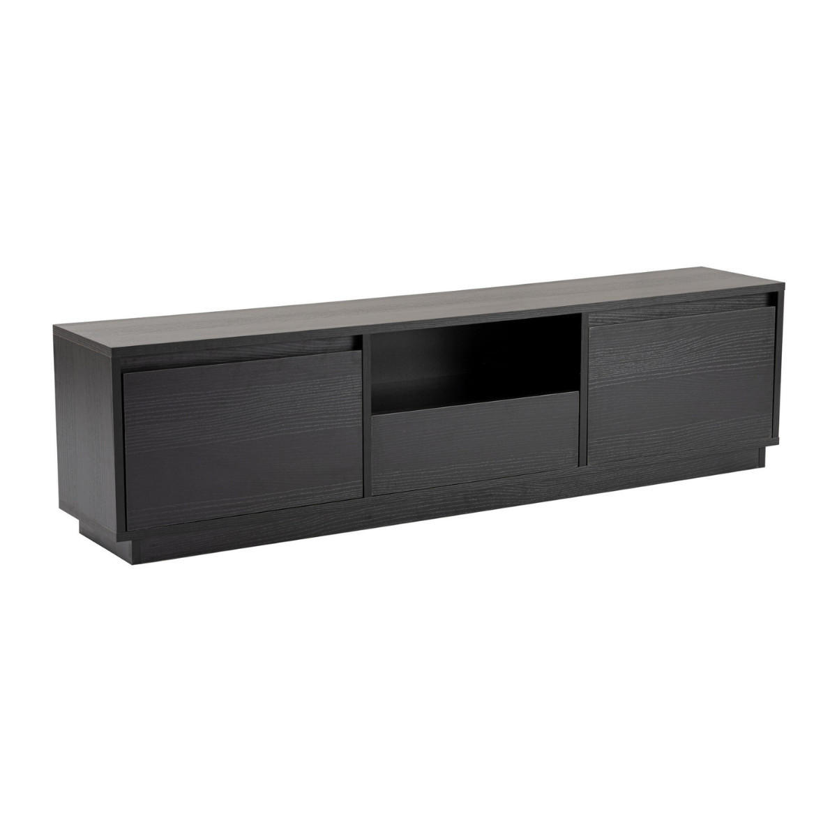 TV-MÖBEL mit 3 klappbaren türen und 1 offenem fach - vanguard 160/29,5/42 cm - Schwarz, Holzwerkstoff (29.5/42/160cm) - Calicosy