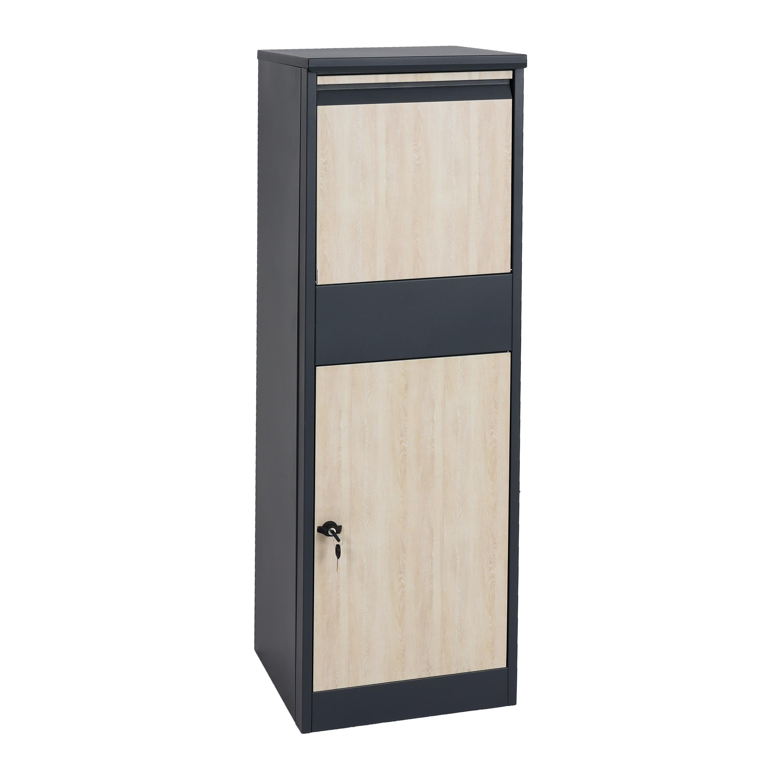 PAKETKASTEN GRÖßE XL rechteckig Anthrazit, Braun - Anthrazit/Braun, Metall (46/140/45cm) - MCW