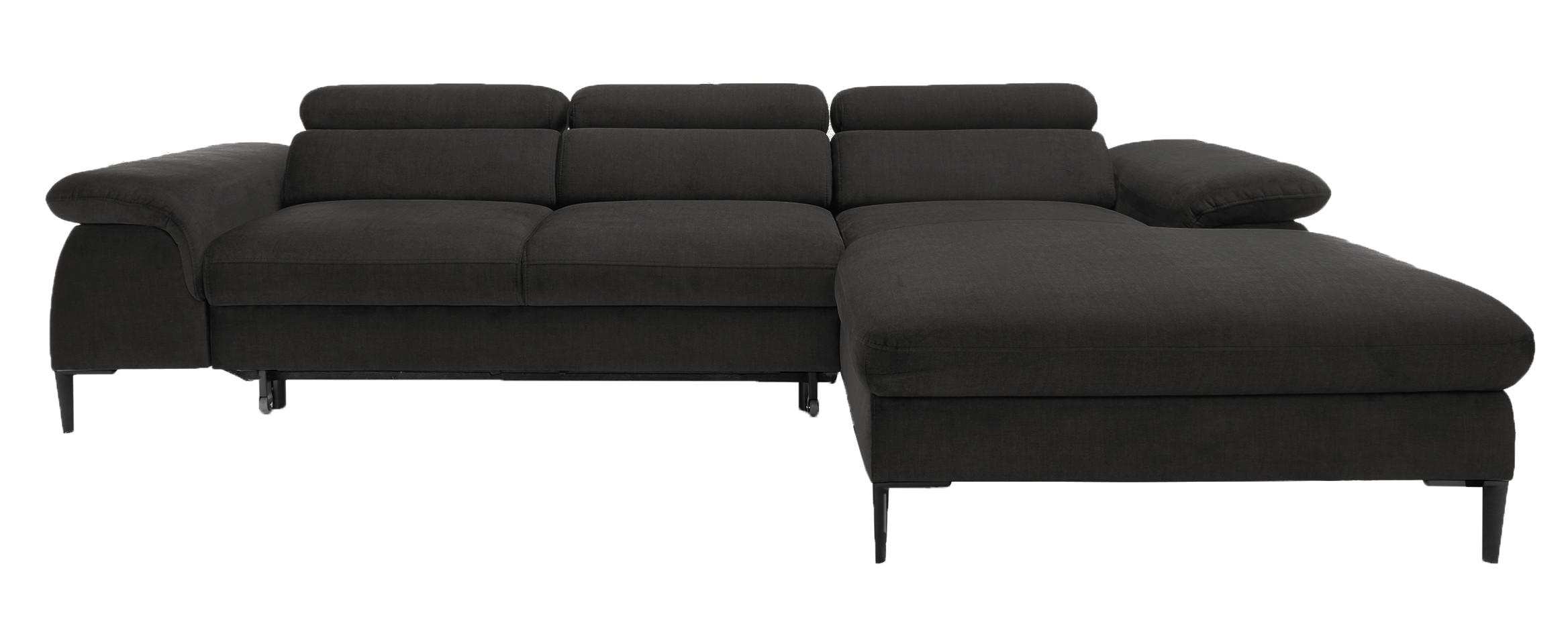 ECKSOFA L-Form 290 cm Amaro M mit Schlaffunktion, Rechts, Schwarz - Schwarz, Holz (182/288cm) - Emporius