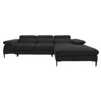 ECKSOFA L-Form 290 cm Amaro M mit Schlaffunktion, Rechts, Schwarz - Schwarz, Holz (182/288cm) - Emporius