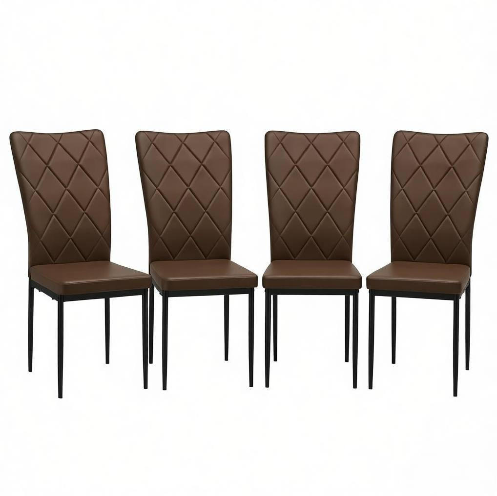 ESSSTUHL 4er-Set mit hoher Rückenlehne Dark Brown - Dunkelbraun, Metall (42.5/94.5/40cm) - Meubliv