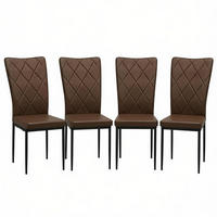 ESSSTUHL 4er-Set mit hoher Rückenlehne Dark Brown - Dunkelbraun, Metall (42.5/94.5/40cm) - Meubliv