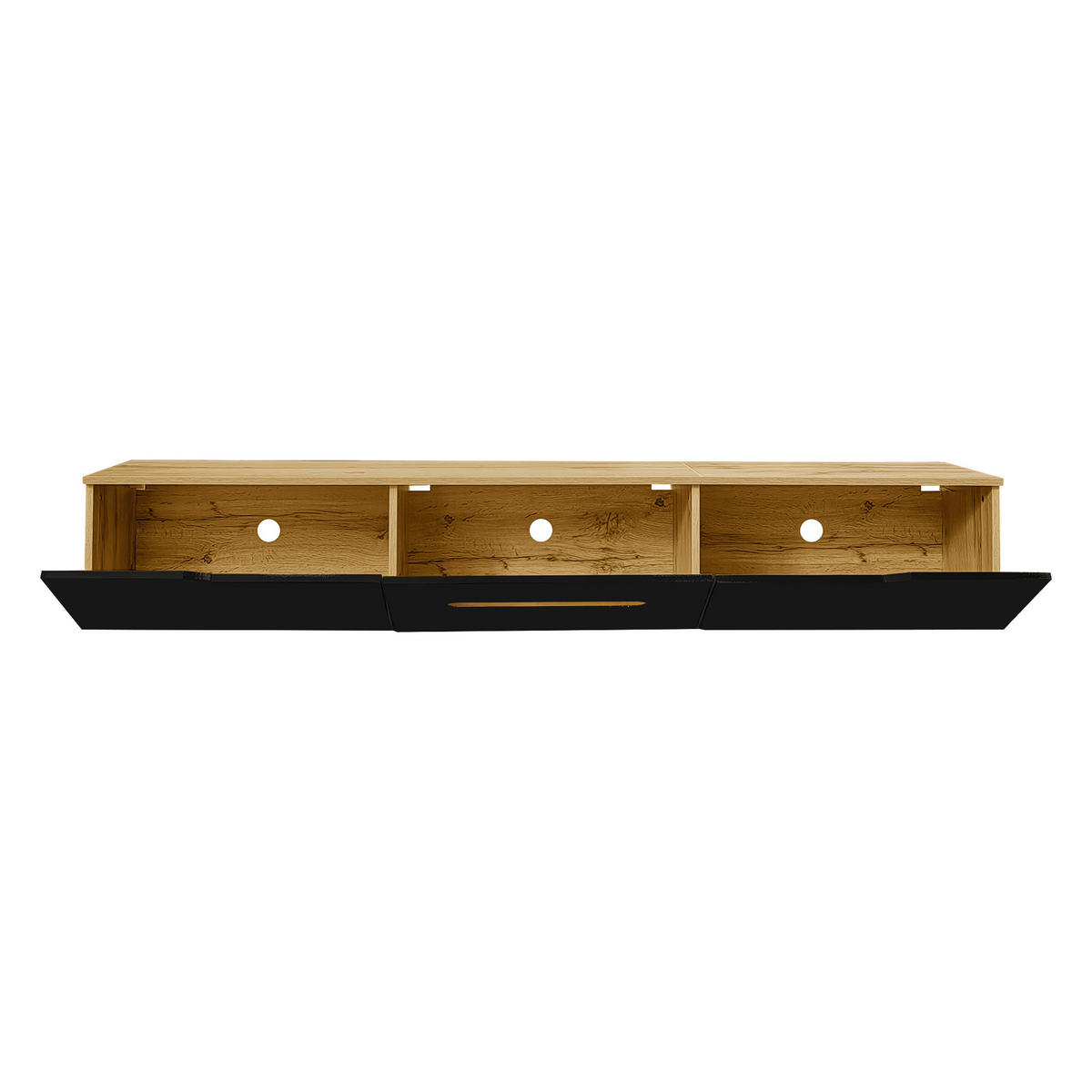 TV-ELEMENT180X35X30CM Hochglanz-Schwarz mit App-gesteuerter LED-Beleuchtung - Schwarz, Holz (46/16.5/133cm) - Raelunyi