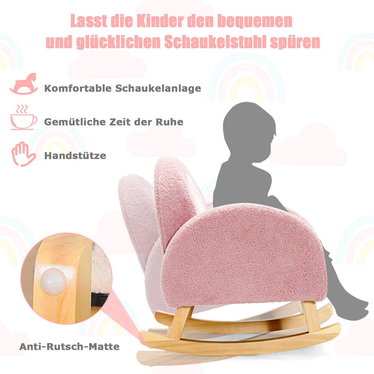 KINDERSOFA 51cm Pink - Pink, Holz (50/51/51cm) - COSTWAY
