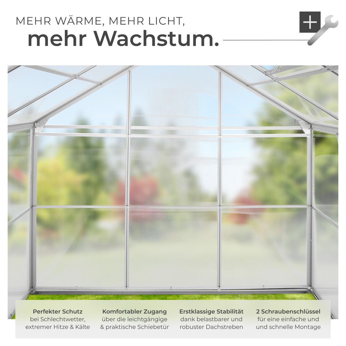 GEWÄCHSHAUS, 185 x 190 x 195 cm,transparent - Transparent, Metall (185/195/190cm) - tectake