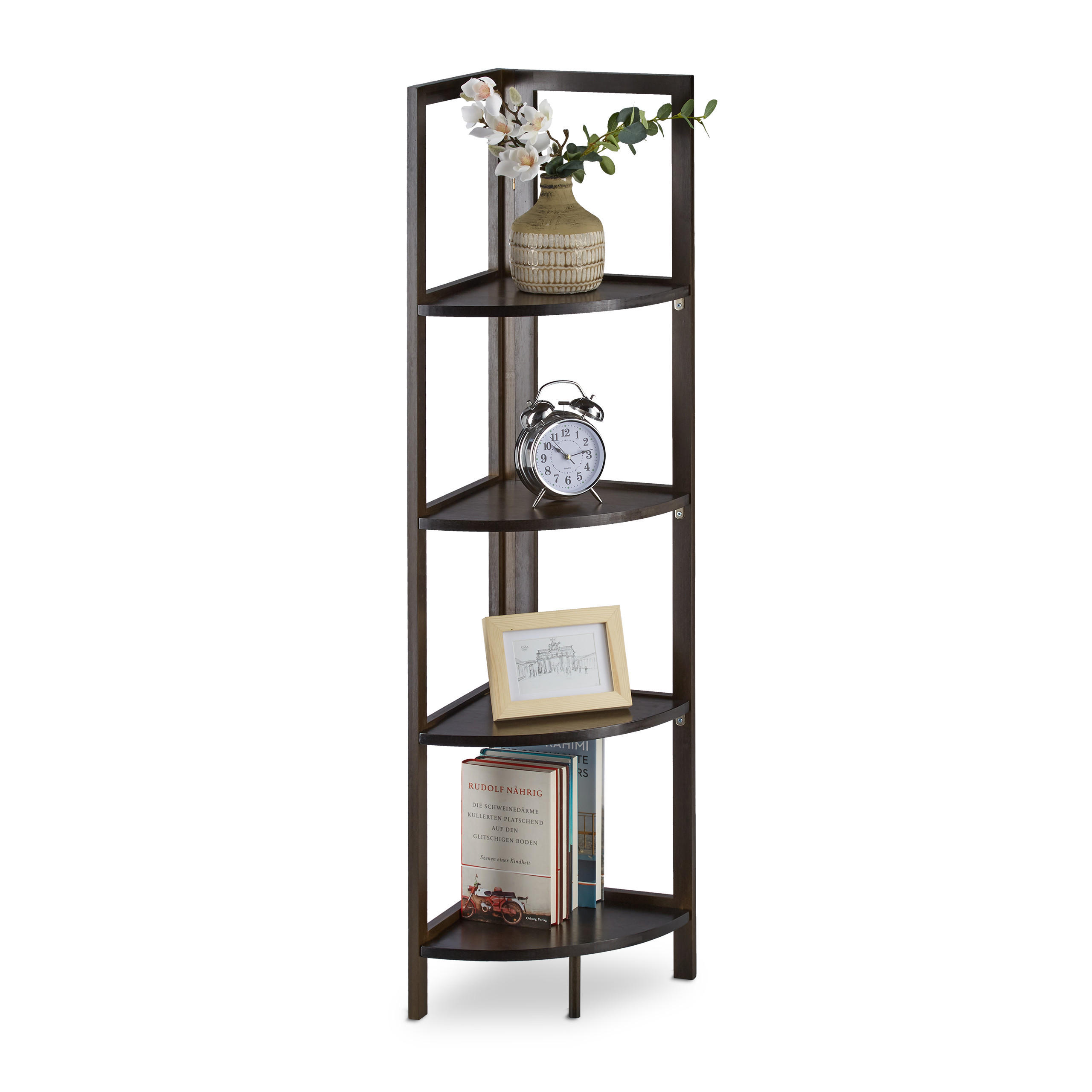 ECKREGAL - Dunkelbraun, Holz (28/120/28cm) - Relaxdays