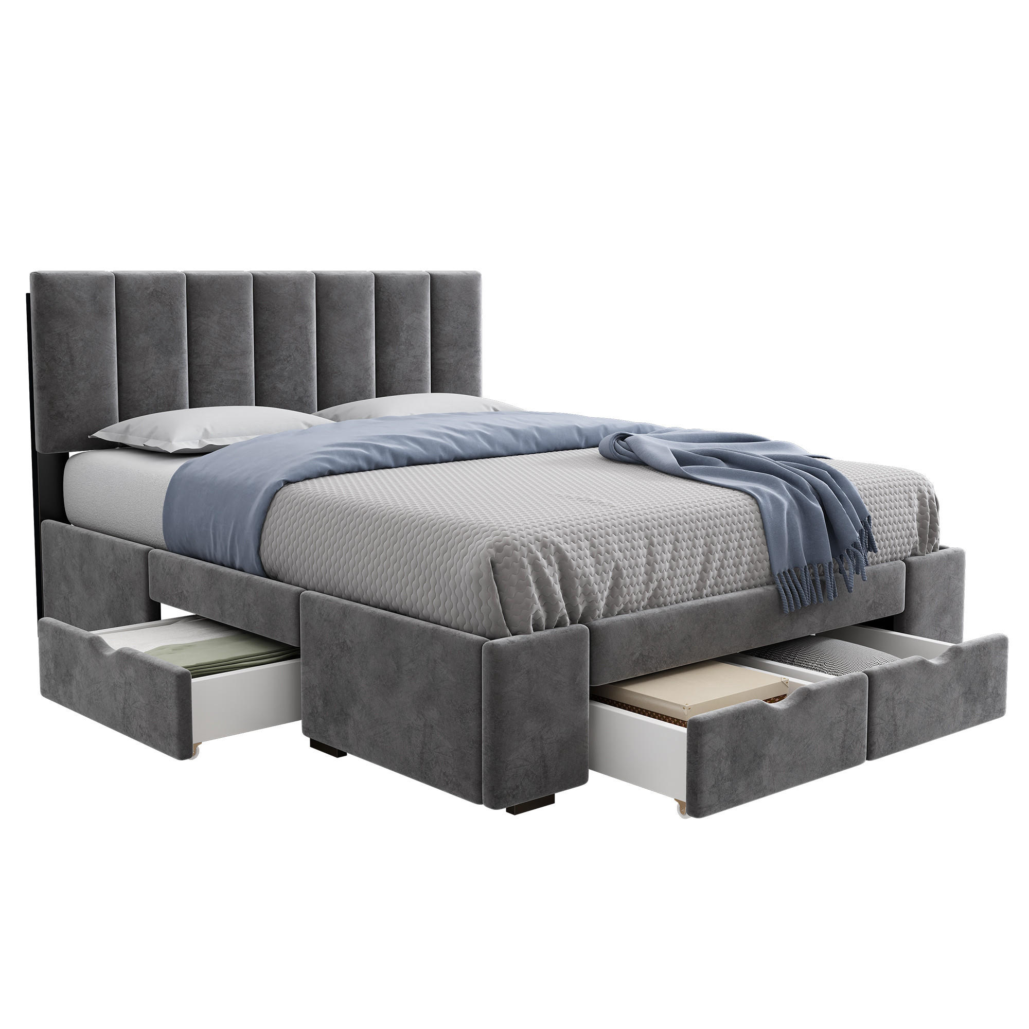 Chicfurn Polsterbett Grau 140x200 cm