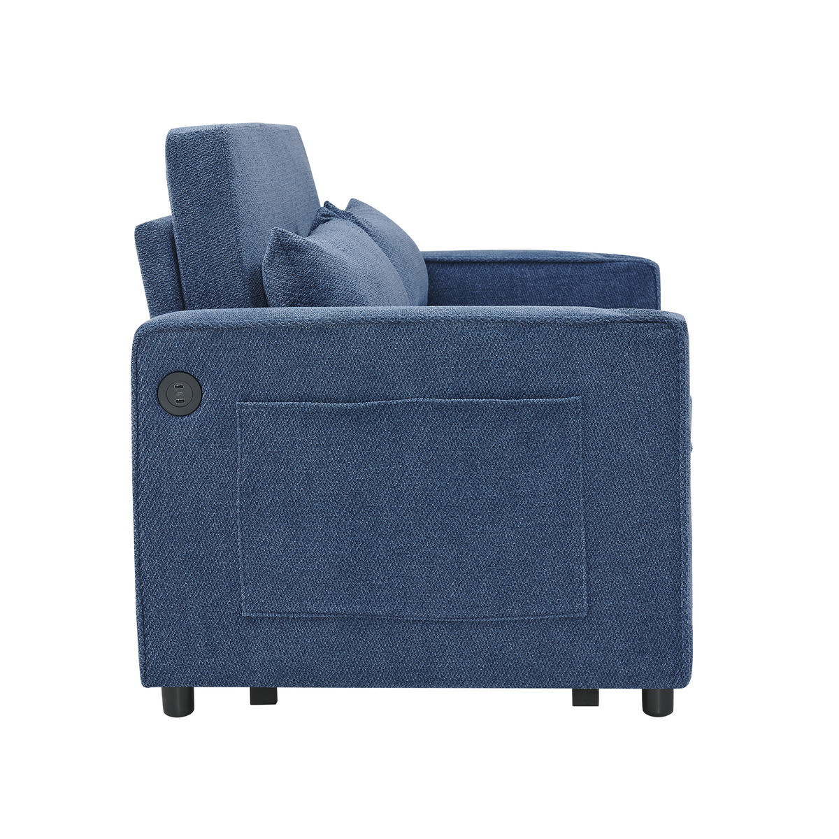 SCHLAFSOFA 134/82/73 cm Marineblau mit USB Charging und Aufbewahrungstasche - Blau, Textil (134/73/195cm) - Oxeza