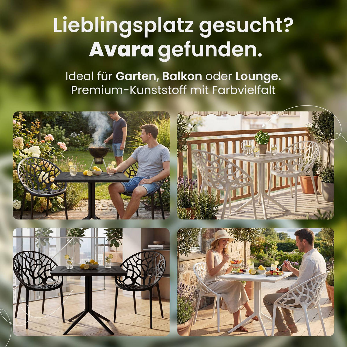 GARTENSITZGRUPPE 2 Kunststoff Weiß - Weiß, Kunststoff - CLP