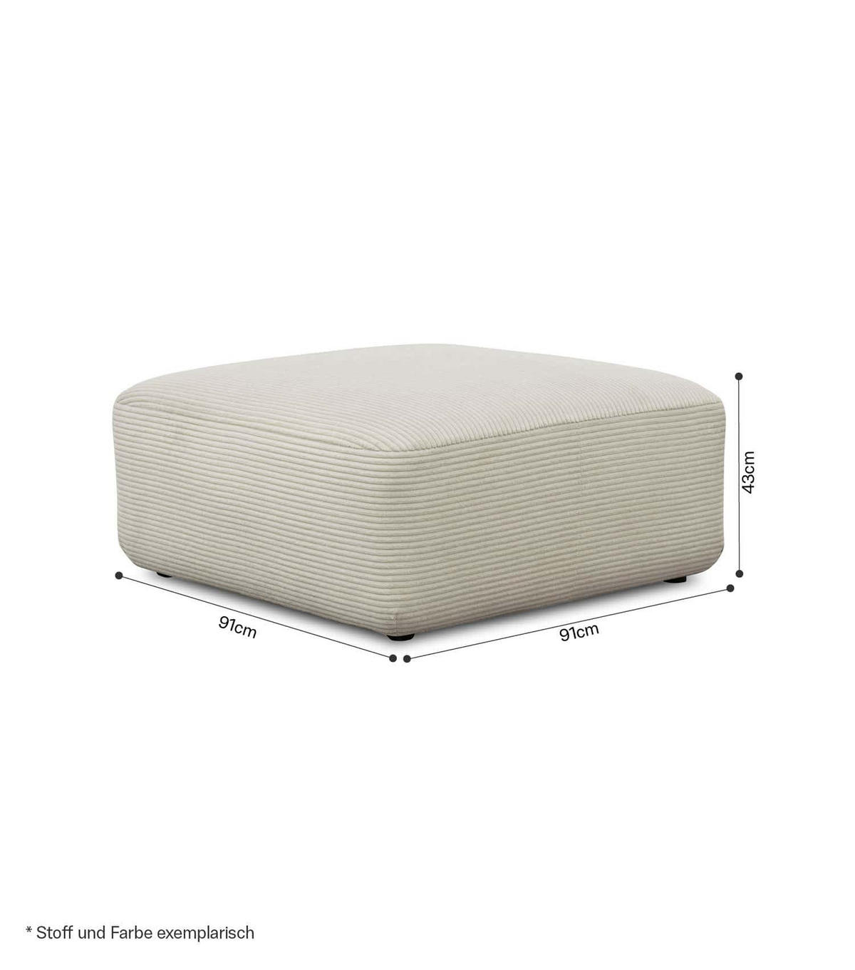 POLSTERHOCKER Cubo - Grau, Textil (91/91cm) - Mokebo