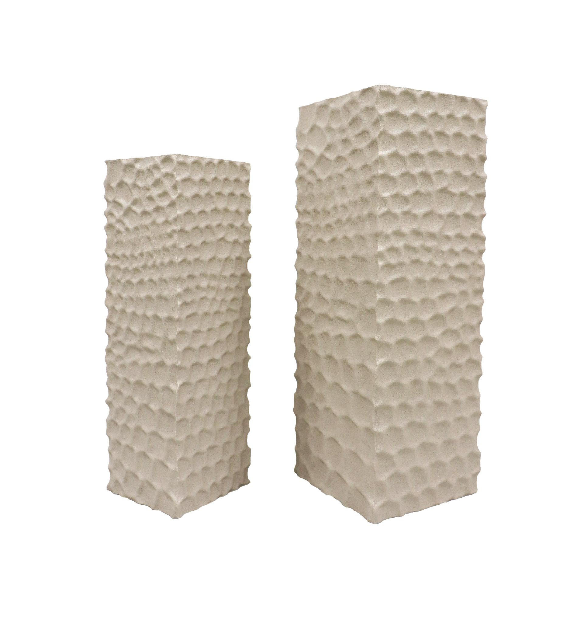 BLUMENSÄULE Isaiah Beige 33/33/95cm 2er-Set - Beige, Holz (33/33/95cm) - PTMD Collection
