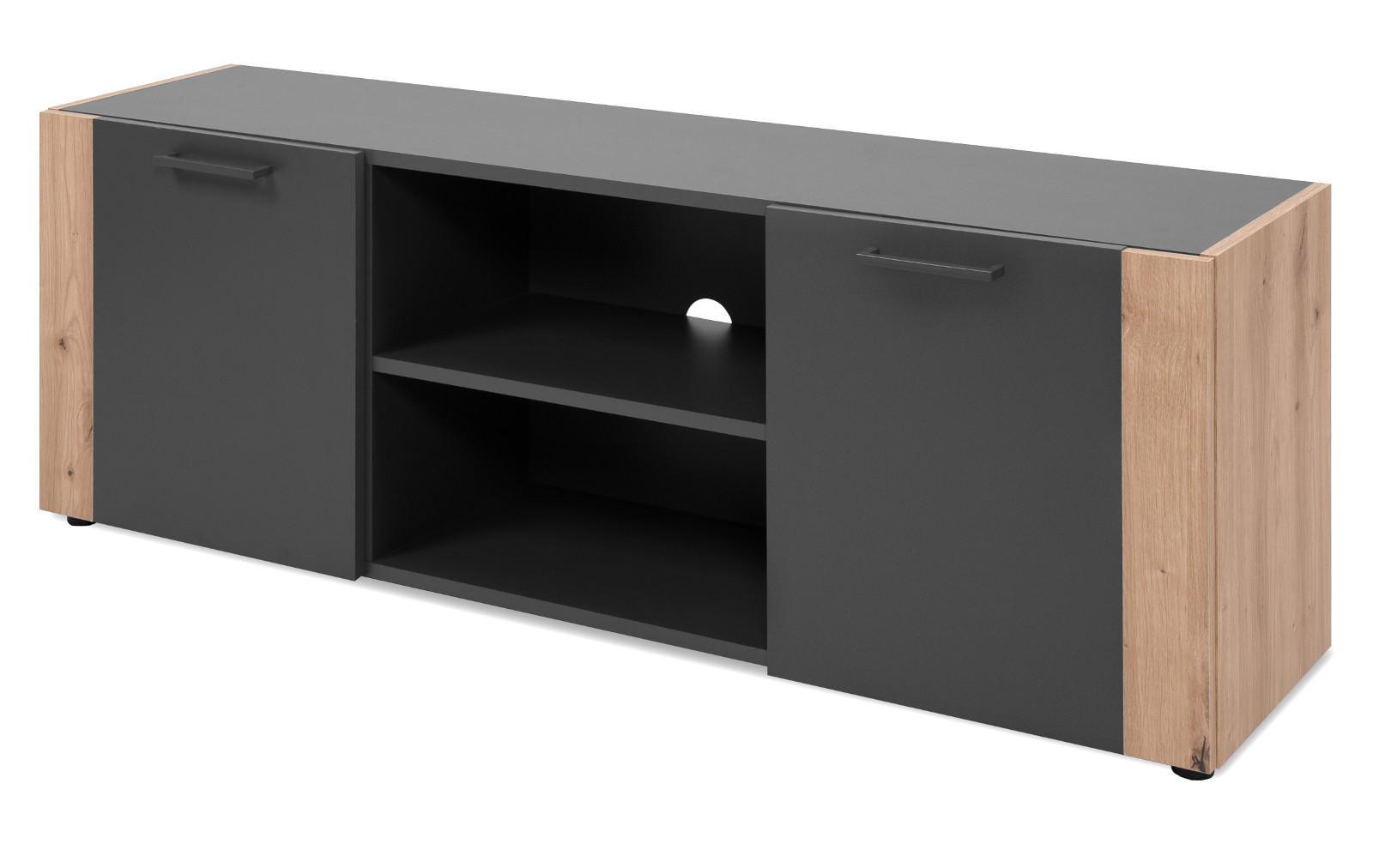 TV-LOWBOARD dunkelgrau, Artisan Eiche 138 cm, TV Unterteil in modernem Design - Anthrazit/Schwarz, Holzwerkstoff/Kunststoff (138/47.5/34.5cm) - Furn.Design