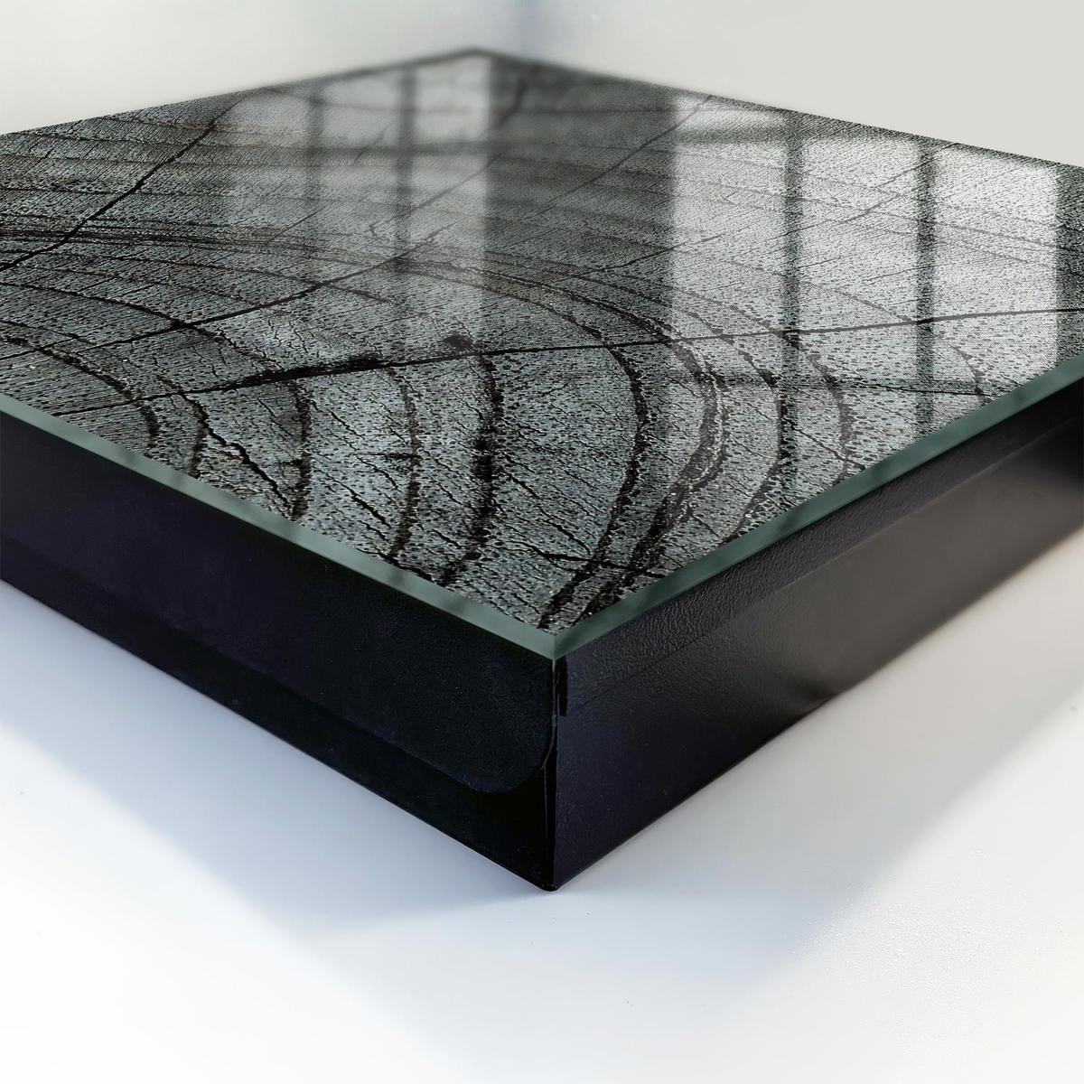 SCHLÜSSELBOX Schwarz 30x30 cm- Türöffnung nach rechts - Baumringe - Grau, Metall (30/30/5cm) - TULUP
