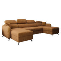 WOHNLANDSCHAFT Ribella 5 Gelb 345/180/100 cm mit Schlaffunktion - Gelb/Schwarz, Textil/Metall (345/100/180cm) - AX Living