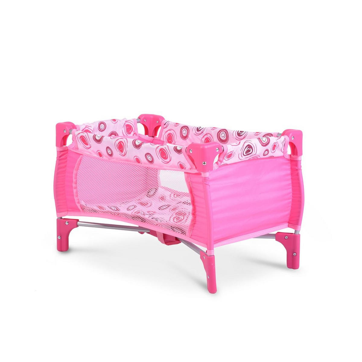 PUPPENBETT Apple 9340 56 x 33 cm, faltbar, Matratze, Seitenfenster, Tragetasche, ab 3 Jahren - Rosa, Kunststoff (56/32/33cm) - Moni
