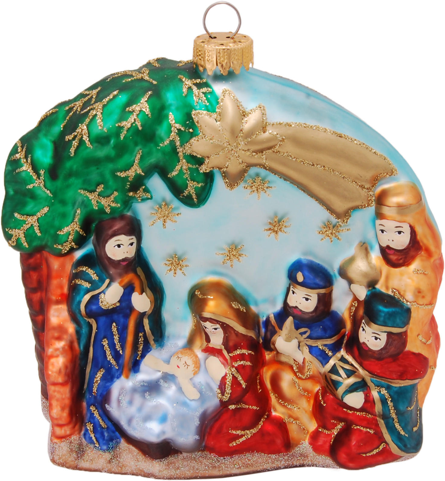 CHRISTBAUMSCHMUCK Weihnachts-Krippe Mehrfarbig 12cm (Glas / 1 Stk.) - Multicolor, Glas (12/12/5cm) - Krebs Glas Lauscha