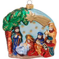 CHRISTBAUMSCHMUCK Weihnachts-Krippe Mehrfarbig 12cm (Glas / 1 Stk.) - Multicolor, Glas (12/12/5cm) - Krebs Glas Lauscha