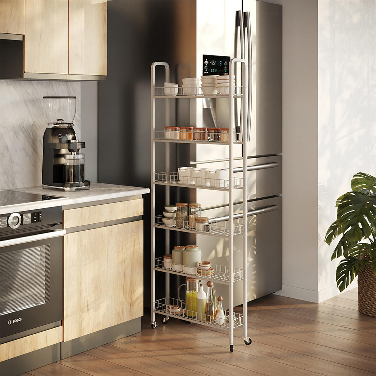 ROLLREGAL Rolivo Weiß 58 x 15 cm mit 6 Fächern - Weiß, Metall (58/155.5/15cm) - Vicco