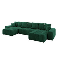 WOHNLANDSCHAFT ENIL-U 390x175x84 Dunkelgrün Velours - Dunkelgrün, Holzwerkstoff/Kunststoff (390/84/175cm) - ALTDECOR