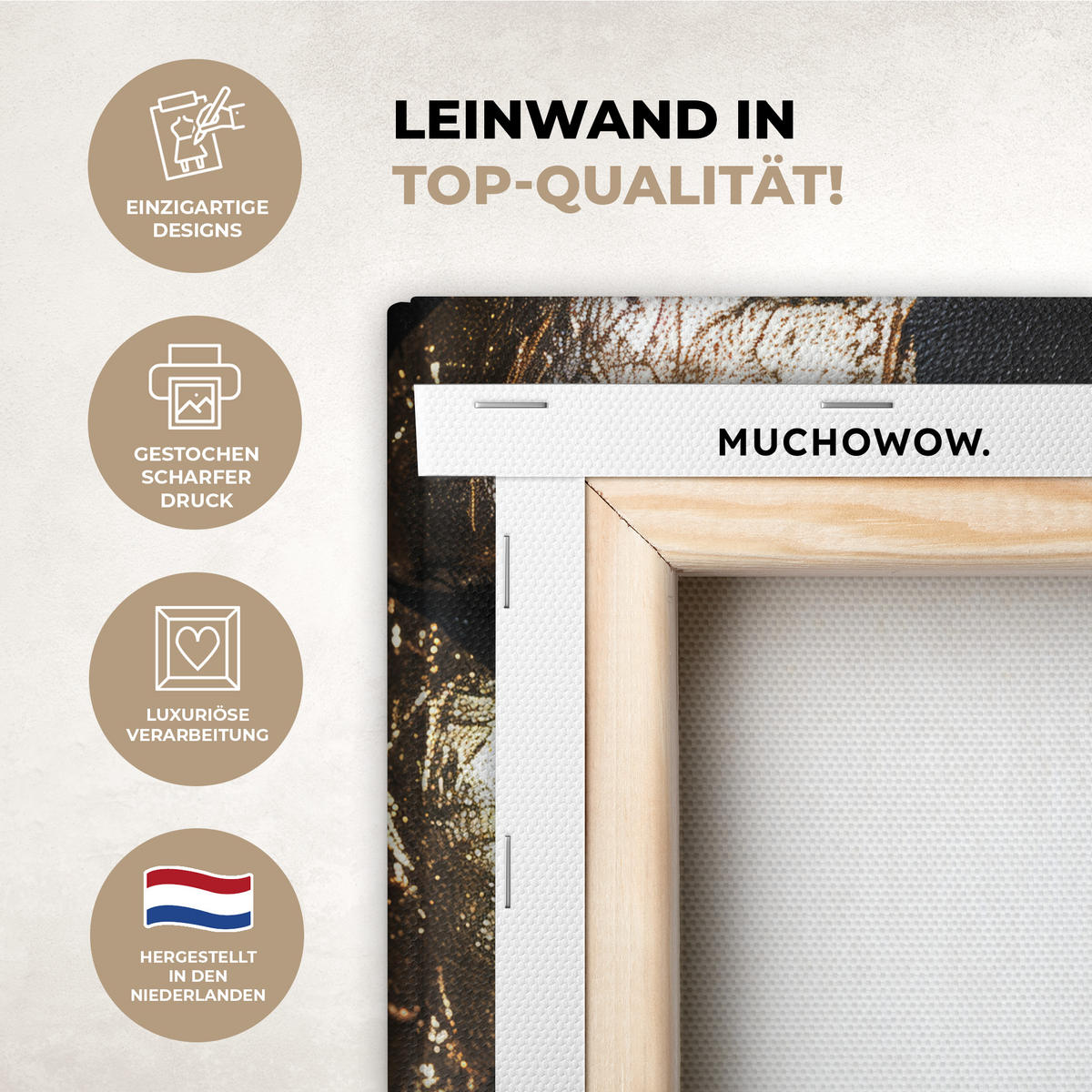 LEINWANDBILD Frau - Gold - Porträt - Schwarz-Weiß - Luxus Deko Wohnzimmer 20x30 cm - Hellblau, Textil (20/30cm) - MuchoWow