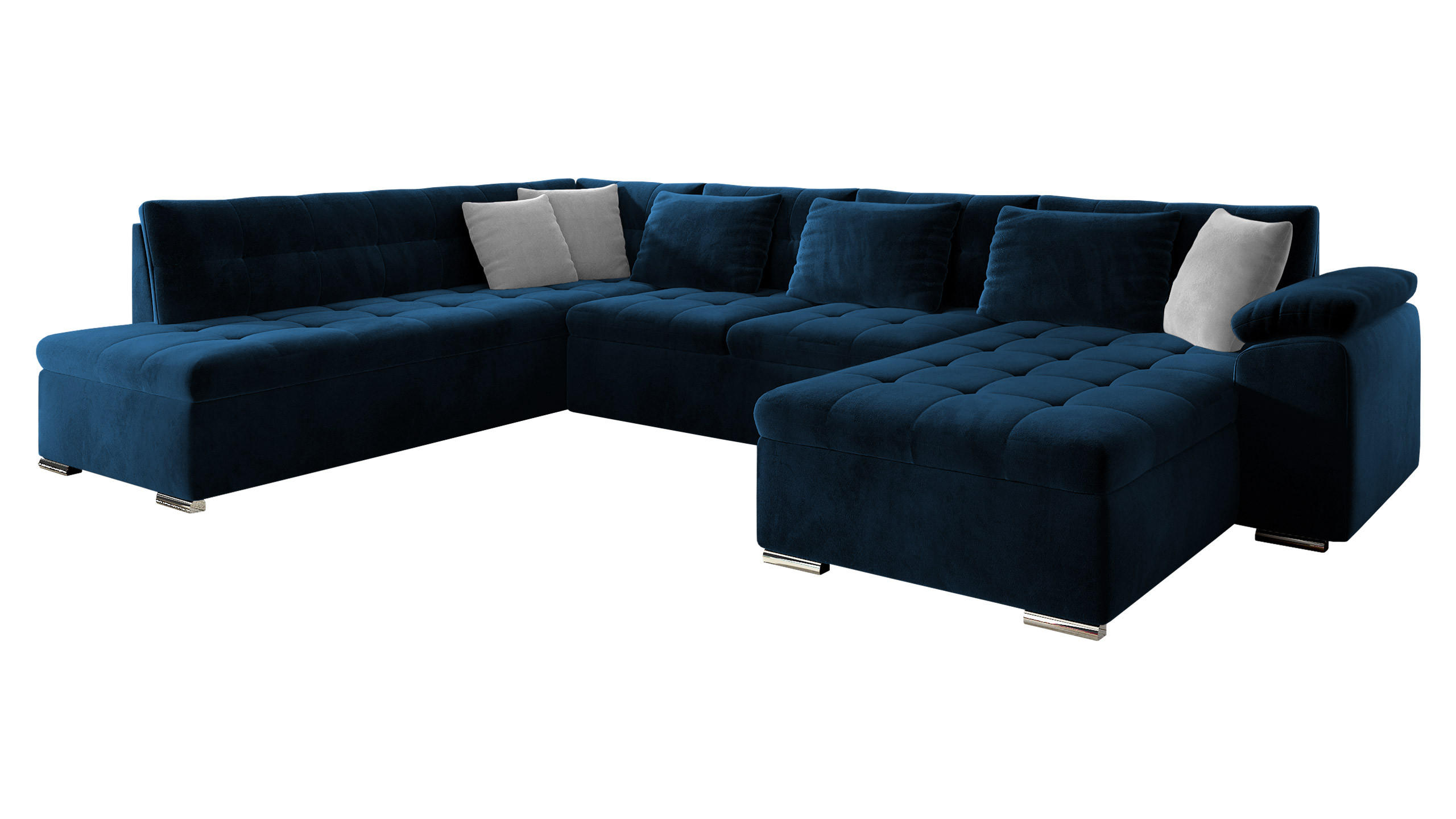 WOHNLANDSCHAFT Niko Bis, Seite: Rechts - Dunkelblau, Holz/Textil (348/76/205cm) - MIRJAN24