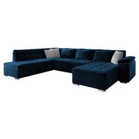 WOHNLANDSCHAFT Niko Bis, Seite: Rechts - Dunkelblau, Holz/Textil (348/76/205cm) - MIRJAN24