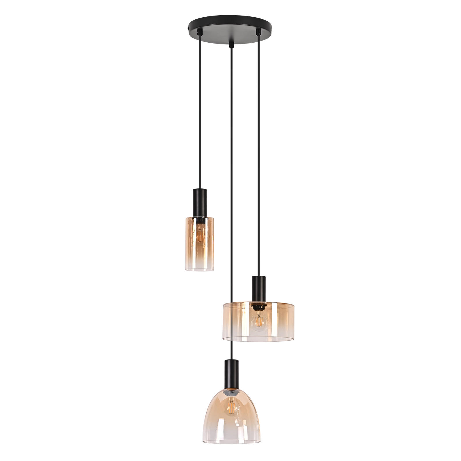 ZMH Pendelleuchte Schwarz, Bernstein 25x180x22 cm