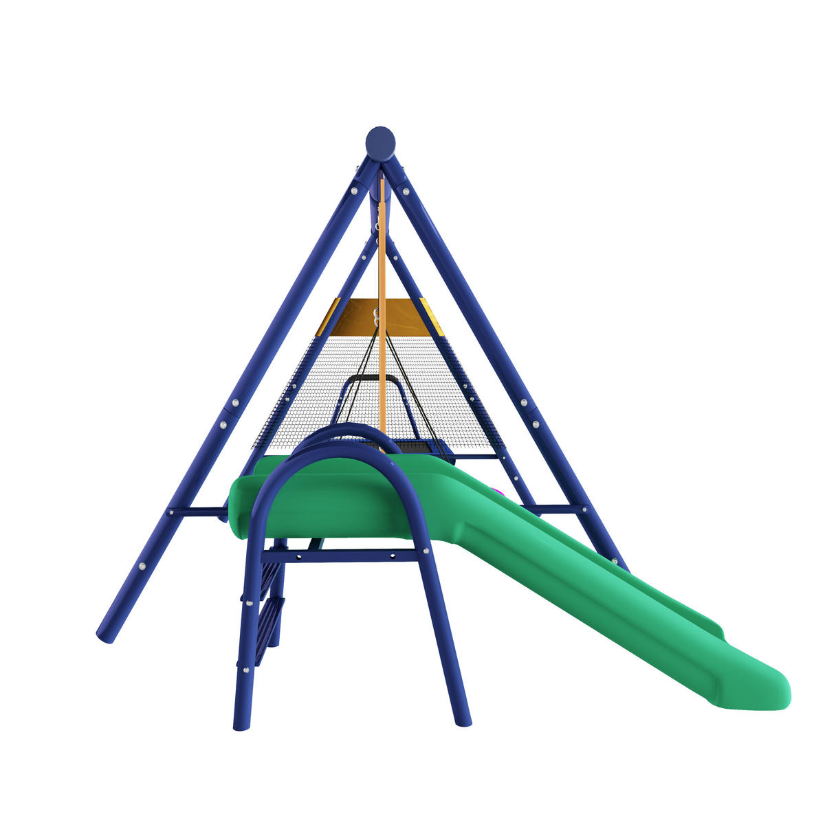 SCHAUCKELSET Kinder Rutsche Trampolin Nestschaukel Outdoor - Blau, Metall (198/183/335cm) - FLIEKS