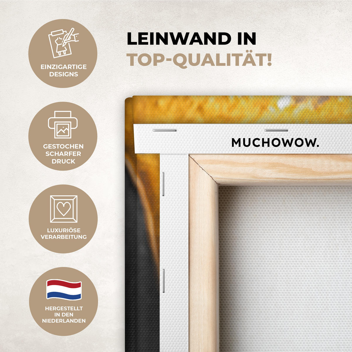 LEINWANDBILD Frau - Schwarz - Gold - Gesicht - Lippen Deko XXL 80x120 cm - Goldfarben, Textil (80/120cm) - MuchoWow