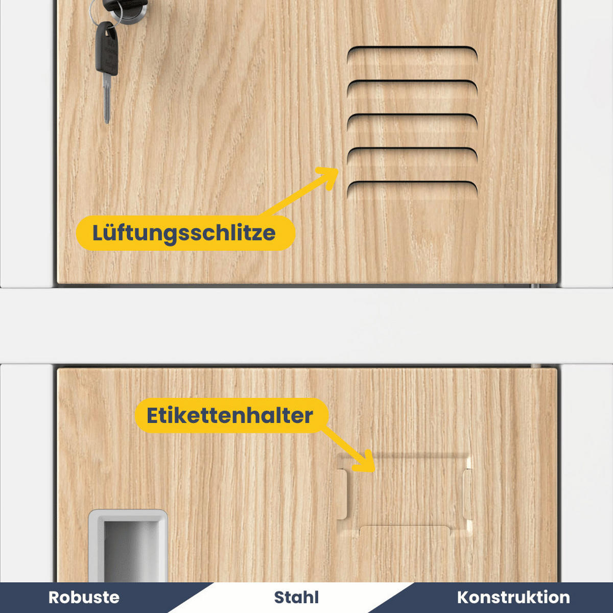 SCHLIESSFACHSCHRANK Spind TAMPA 20 Fächer172x136x45cm Weiß-Sonoma Eiche - Weiß, Metall (136/172/45cm) - DELUKE