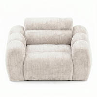 SESSEL VEER, Breite 131 cm, Chenille Webstoff Creme - Creme/Schwarz, Holz/Kunststoff (131/75/92cm) - Muffo