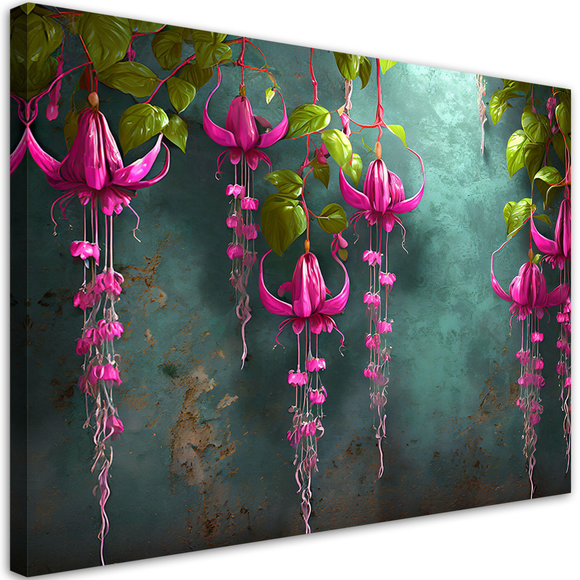 LEINWANDBILD Hängende Glyzinienblüten 90x60cm - Grün, Textil (90/60cm) - Feeby