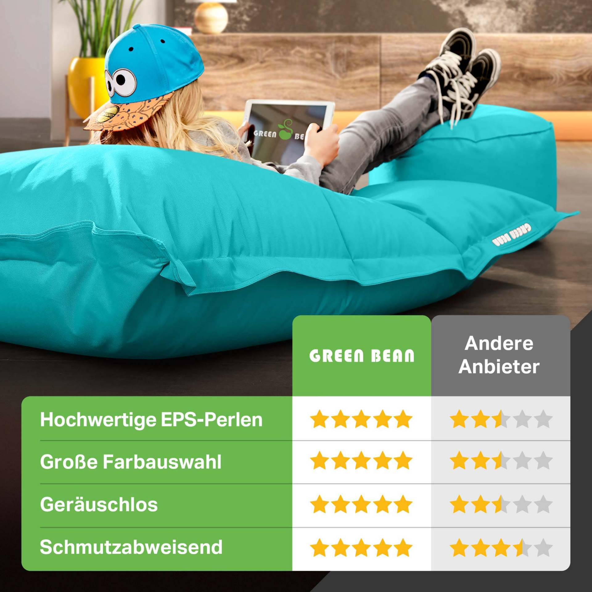 XXL-SITZSACK + Pouf 2er Set - 140x180cm - Türkis, Textil (140/25/180cm) - Green Bean