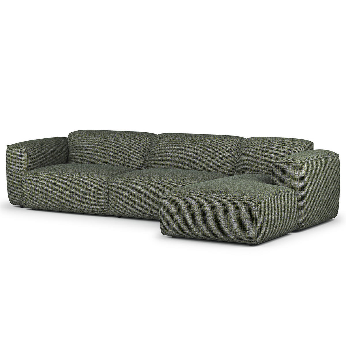 3-SITZER ECKSOFA mit Longchair - Schwarz/Grün, Kunststoff/Textil (317/173cm) - home24