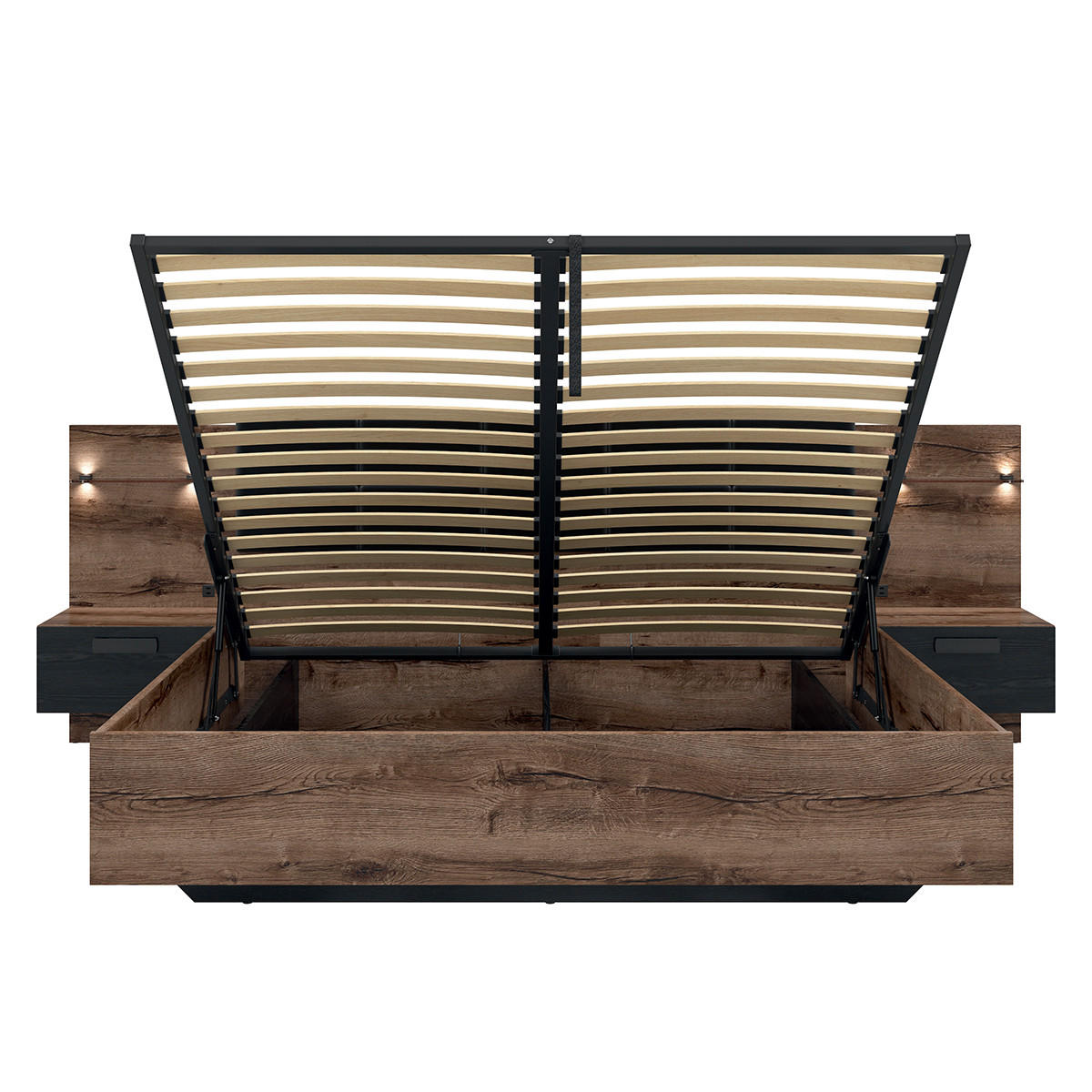 BOXBETT 180/200 Romane Holz und Schwarz - Schwarz, Holzwerkstoff (180/200cm) - Petits-meubles