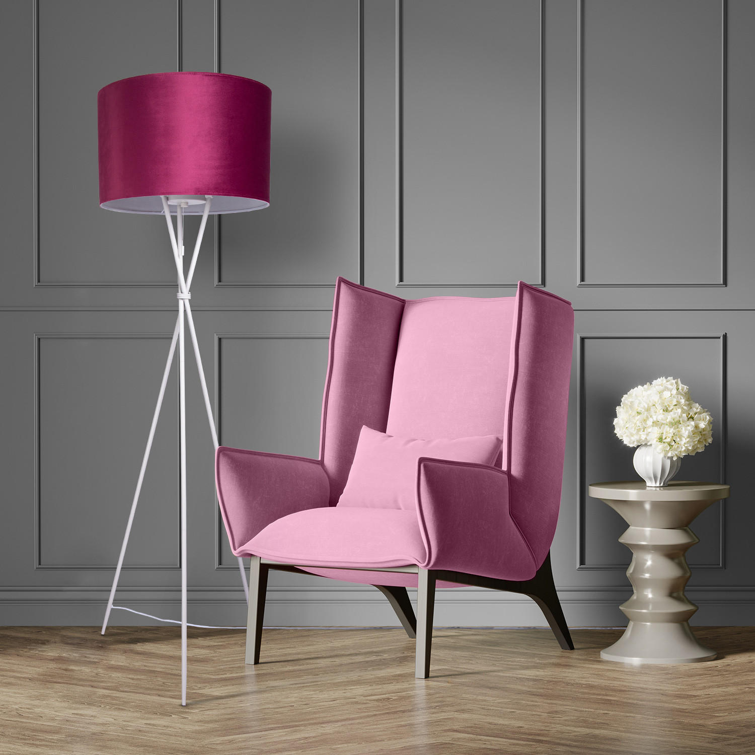 STEHLEUCHTE Kate Fl - Magenta, Metall (48/48/177.5cm) - Paco Home