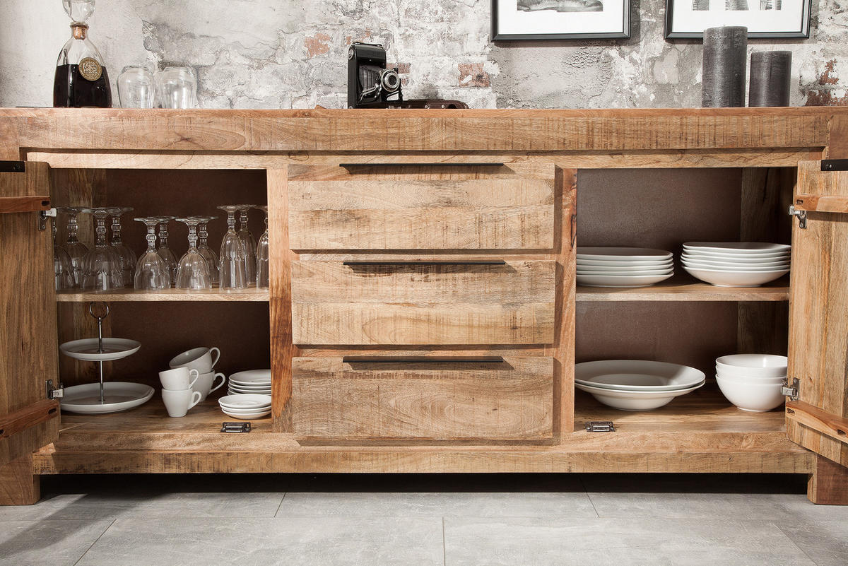 SIDEBOARD IRON CRAFT Mango Natur 175 cm - Naturfarben, Holz/Metall (174/76/50cm) - riess-ambiente