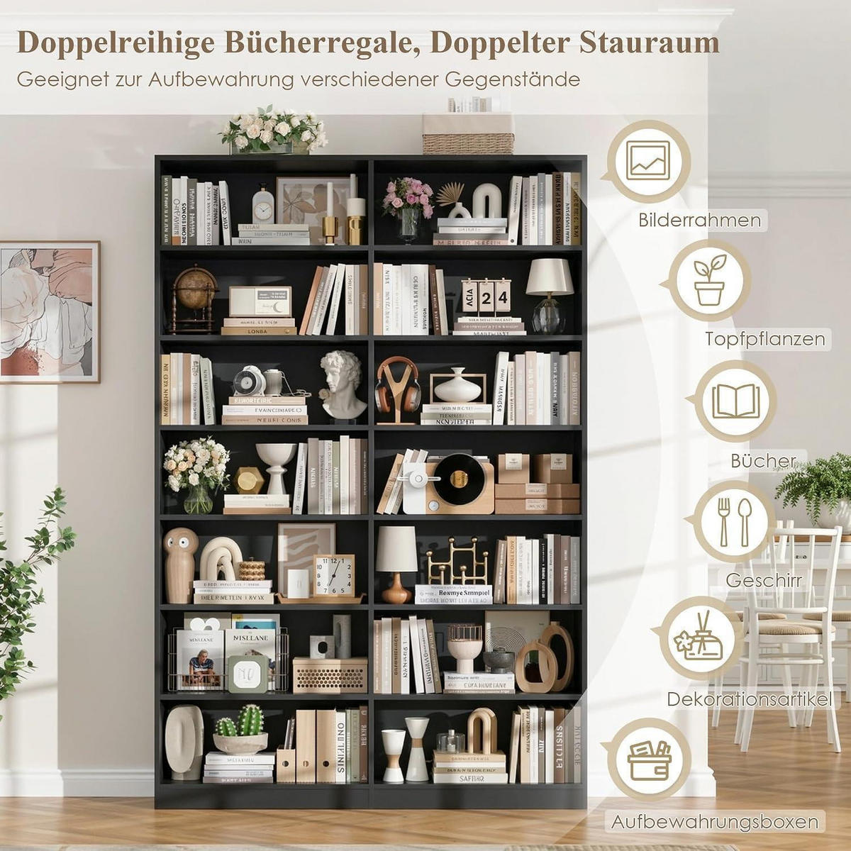 BÜCHERREGAL 212 cm schwarz - Schwarz, Holzwerkstoff (116/212/28.5cm)