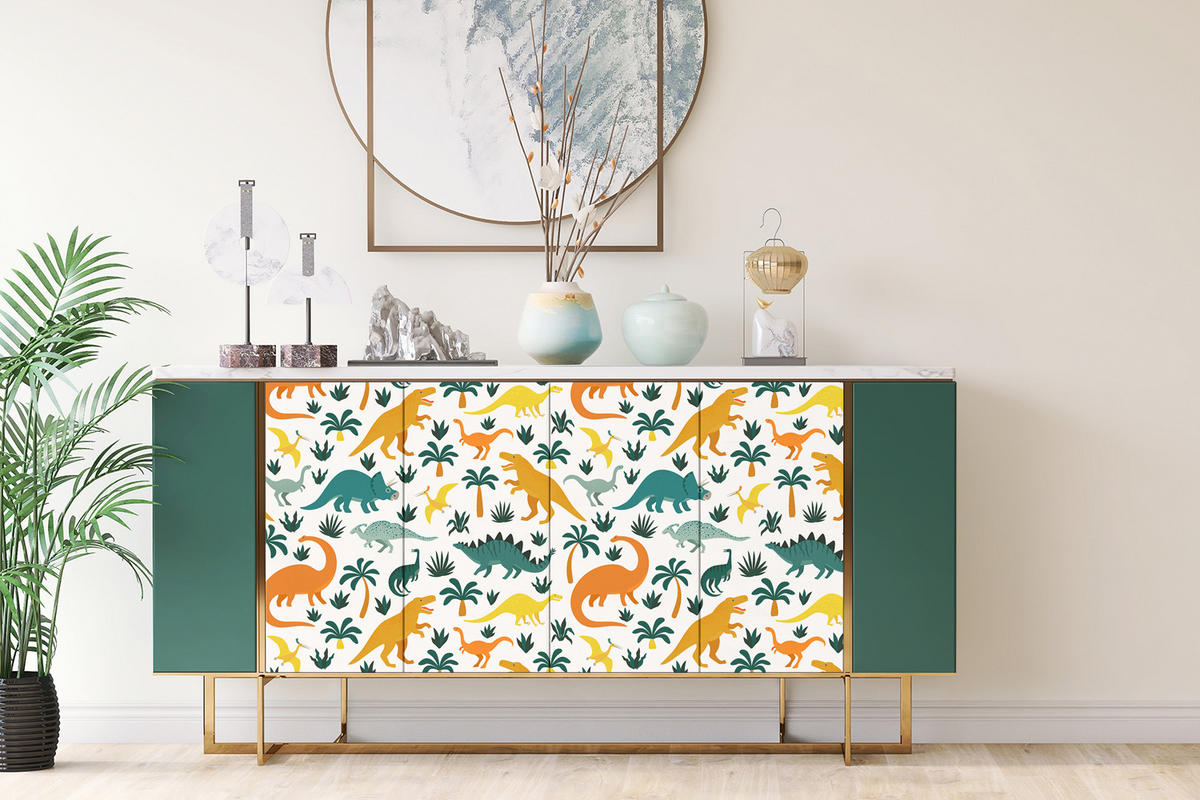 MÖBELAUFKLEBER 100x50 cm Dinosaurier - Multicolor, Kunststoff (100/50/50cm) - TULUP