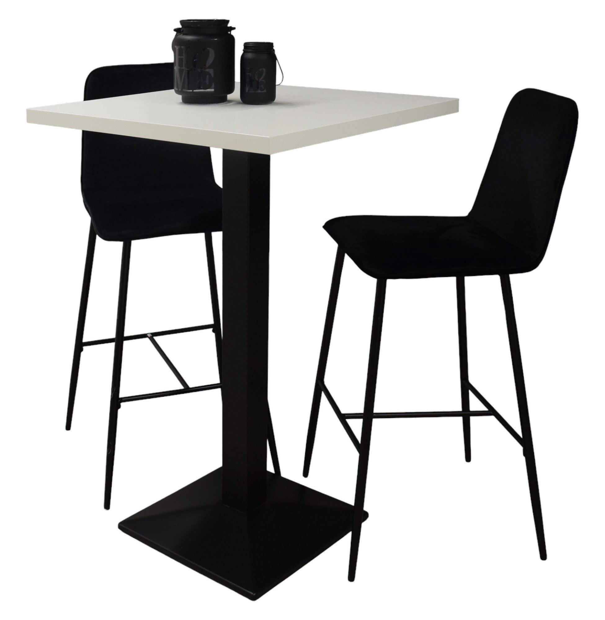 TRESENTISCH Elene 70x70x106 schwarz matt/kreidegrau matt lack - Hellgrau, Metall (70/70/106cm) - 58aufmkessel