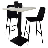 TRESENTISCH Elene 70x70x106 schwarz matt/kreidegrau matt lack - Hellgrau, Metall (70/70/106cm) - 58aufmkessel