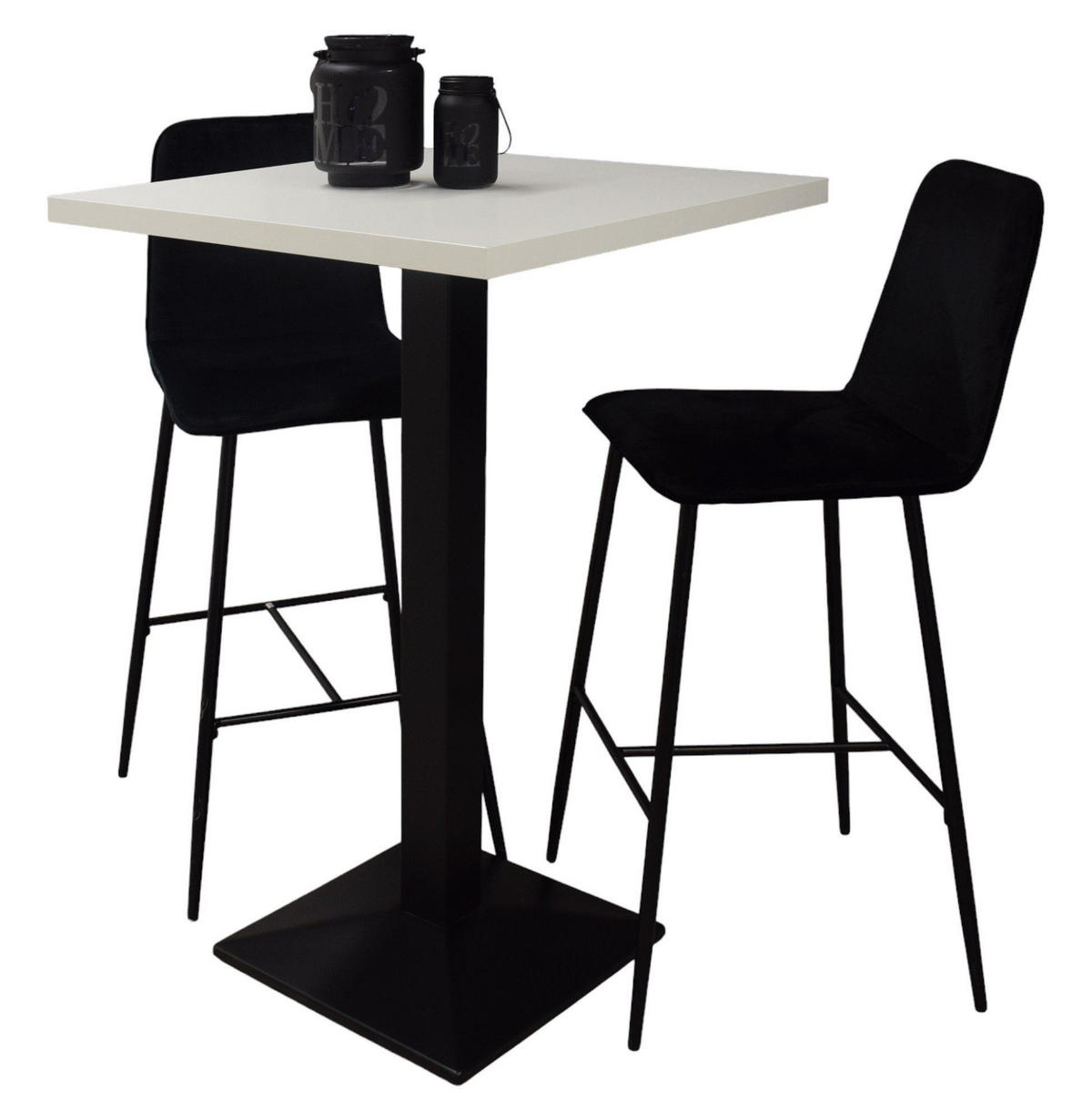 TRESENTISCH Elene 70x70x106 schwarz matt/kreidegrau matt lack - Hellgrau, Metall (70/70/106cm) - 58aufmkessel